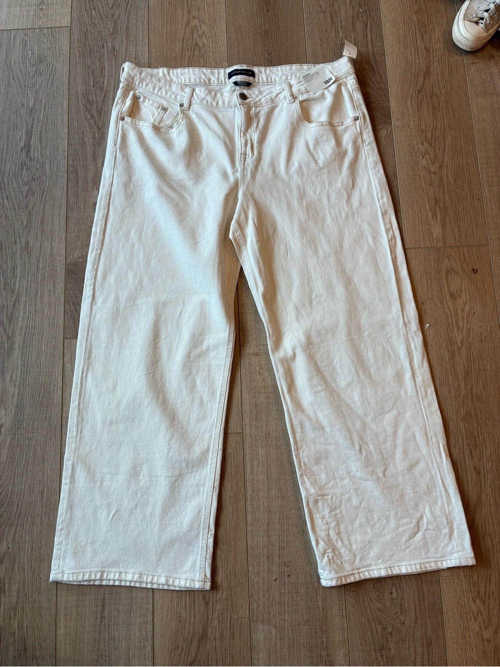 NWT Aeropostale Cream Wide-Leg Jeans plus size minimalist capsule